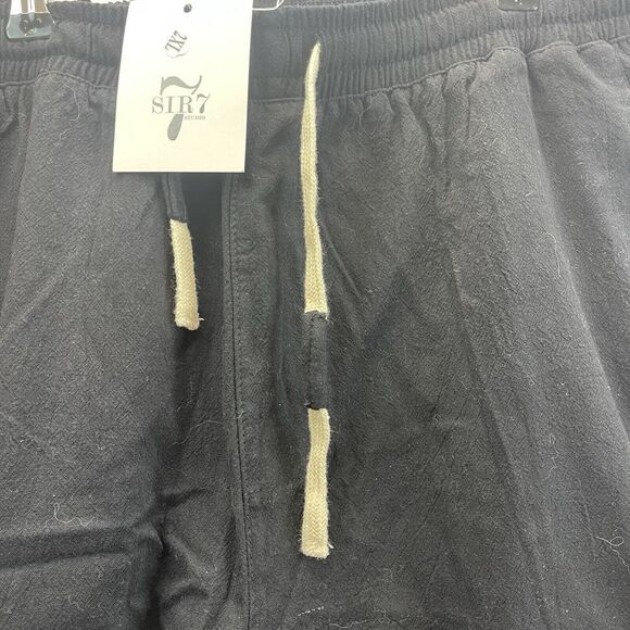 Sir 7 Studio Mens Shorts2XL Black elastic waist Drawstring  50/50  Cotton Linen - Picture 5 of 5